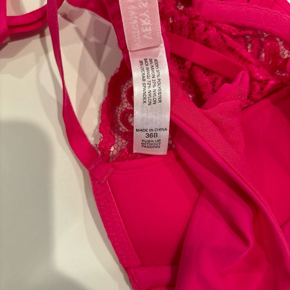 VINTAGE 2005 Victoria’s Secret Embroidered Unlined Demi Bra 36B NWOT Hot Pink - Picture 8 of 9